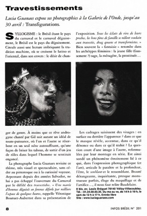 Lucia Guanaes - article - Transfigurations - Infos-Brésil - 2004-04